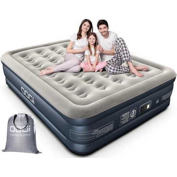 Matelas pneumatique à gonflage automatique avec pompe électrique - Matelas gonflable de voyage pour le camping - 203 x 152 x 38 cm - max. 295 kg