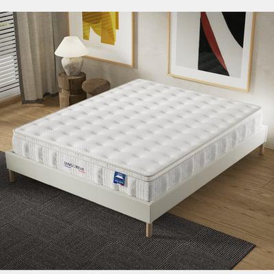 Matelas ressorts ensachés & Mousse Charbon Actif - Absorption dHumidité  Ép. 30 cm  Celestia