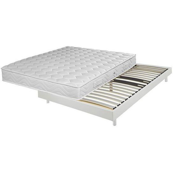 Matelas + sommier 140x190 Mousse - Decokit - Soutien medium - Sommier démonté - Blanc