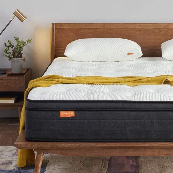 Matelas Sweetnight 140x190 cm, matelas à ressorts ensachés à 7 zones avec mousse à mémoire de forme