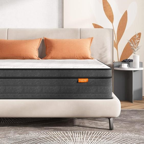 Matelas Sweetnight 80x190 cm, matelas à ressorts ensachés à 7 zones avec mousse à mémoire de forme