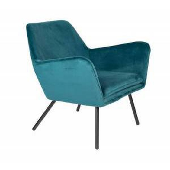 MATHI DESIGN ALABAMA - Fauteuil de salon confortable en velours bleu Bleu 0.000000