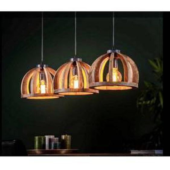 MATHI DESIGN DOME - Suspension composée de 3 abat-jours en Bois Marron 0.000000