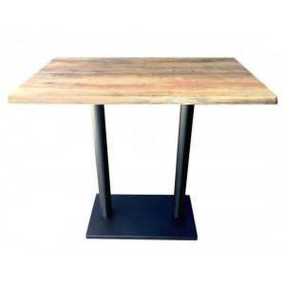 MATHI DESIGN OLDWOOD - Table haute avec plateau effet bois vieilli Marron clair 0.000000