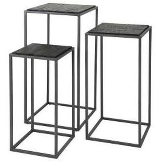MATHI DESIGN TEKA - Set de colonnes en bois et acier noir Noir 0.000000