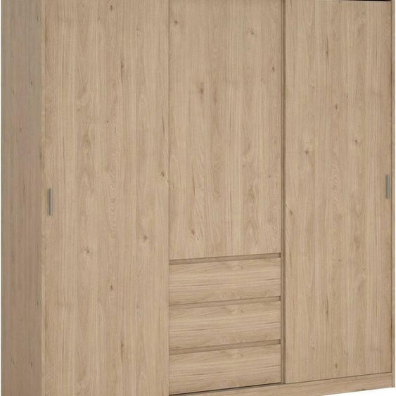 Mathieu - Armoire 3 Portes, 177x60 cm Chêne Brun, 5 Étagères