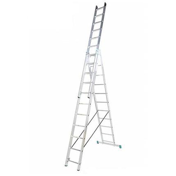 Echelle transformable 3 plans 3x11 barreaux - Longueur max. 7.11m - Sol plat - 7611