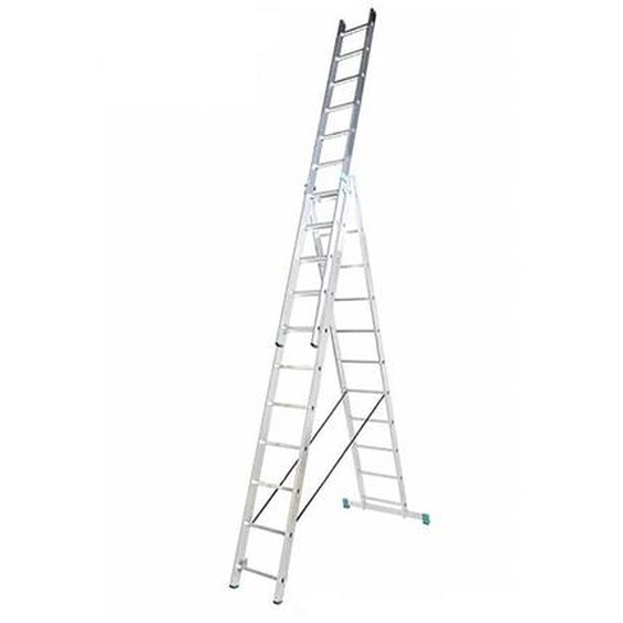 Matisère - Echelle transformable 3 plans 3x12 barreaux - Longueur max. 7.96m - Sol plat - 7612