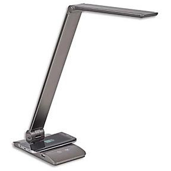 MAUL Lampe de bureau MaulStella Qi, led intégrées, 4 intensités, 3 niveaux températures, USB, gris foncé