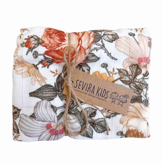 Maxi Lange Couverture En Viscose De Bambou Neo Vintage Blanc Imprimé Floral