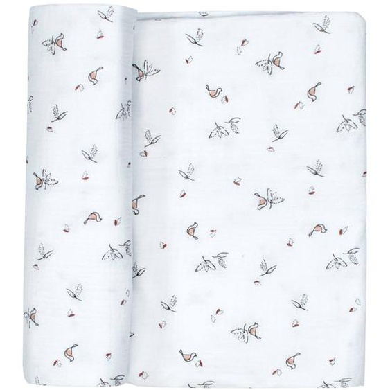 Maxi Lange En Gaze De Coton Melody Blanc Imprimé Minimaliste