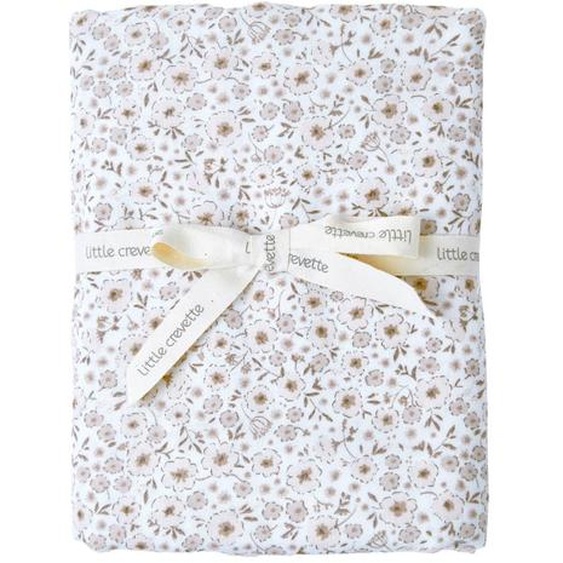 Maxi Lange Gaze De Coton Bio Fleurs Beiges