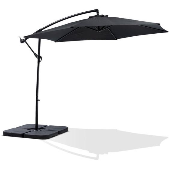 Maxxgarden - Parasol déporté inclinable 3x3 m - Parasol flottant - Avec pied de parasol croisé - Parasol de jardin - Avec protection uv - Noir