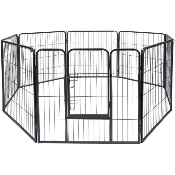 maxxpro Parc pour chiens et chats 210 x 80 CM - Parc pliable pour chiots, enclos pour chats, montable en différentes formes, pour lintérieur et lextérieur, en forme de lapin, métal, noir