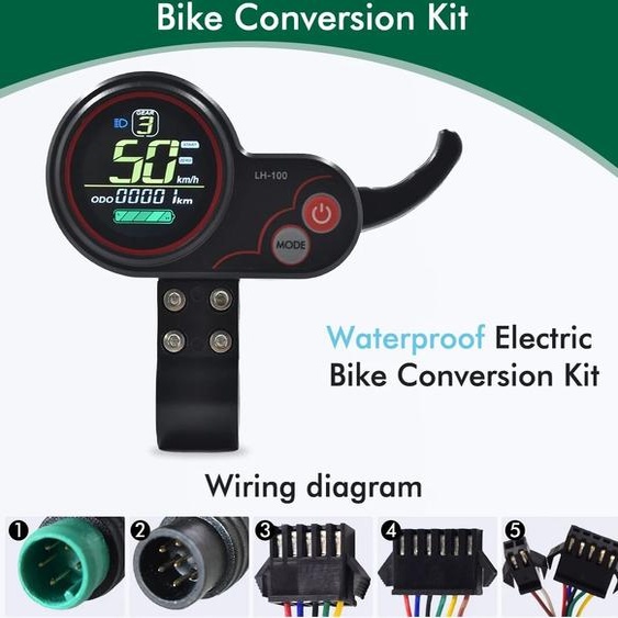 Mcezdy UART2 e-bike LCD LH100 compteur daffichage coloré 24 V-60 V SM/prise de connexion étanche affichage de vélo électrique avec USB UART
