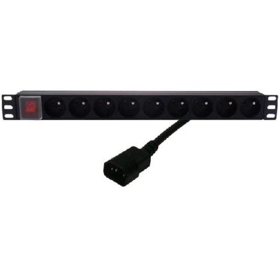 MCL SAMAR MCL 9A/RE-9/C14, Bloc dalimentation, Noir, 250 V, 9 sortie(s) CA, 16 A, 48,3 cm (19)