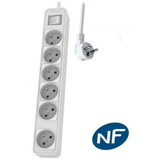 MCL CHP2164WB/19, 3 m, Intérieure, Géré, Blanc, 6 sortie(s) CA, 250 V