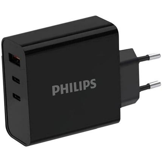 Philips Chargeur secteur 65W 2 ports USB-Type C et 1 USB-A, Auto, Secteur, Noir DLP2683B/12