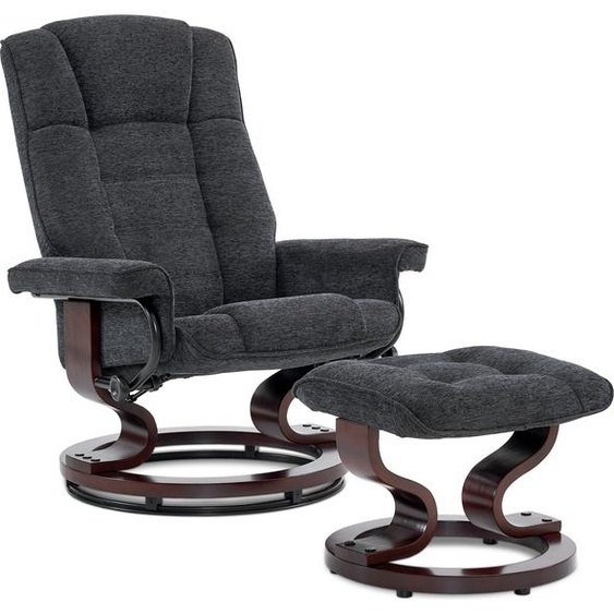 MCombo Fauteuil relax avec pouf, fauteuil TV pivotant à 360° avec fonction chaise longue, fauteuil TV pouvant supporter jusquà 120 Kg, fauteuil de repos moderne pour le salon, microfibre, 9019 (Tissu gris foncé)
