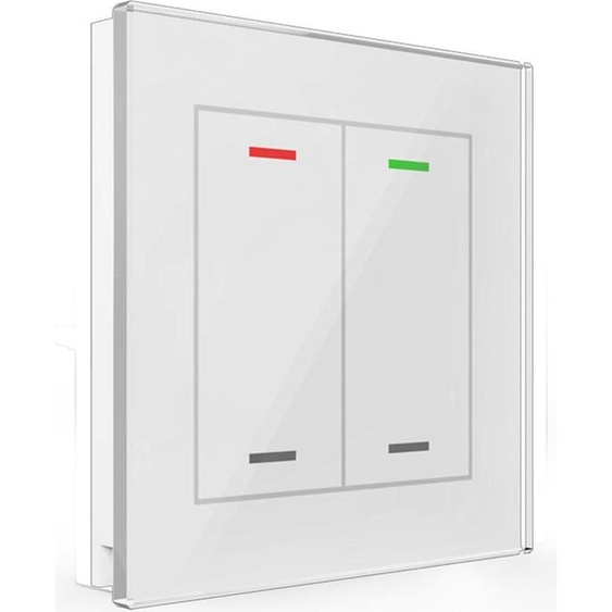 MDT KNX Bouton-poussoir en verre II Light double RGBW, verre blanc, neutre, 1 pièce.