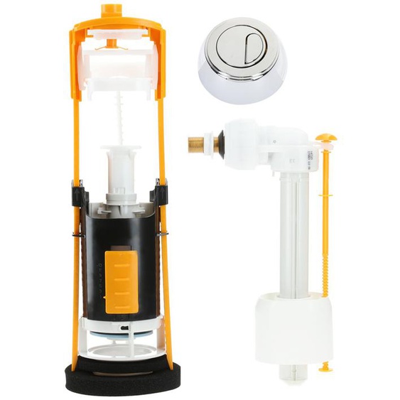 Mécanisme WC double débit bouton chromé + robinet flotteur standard - GARIS - W03-6500G
