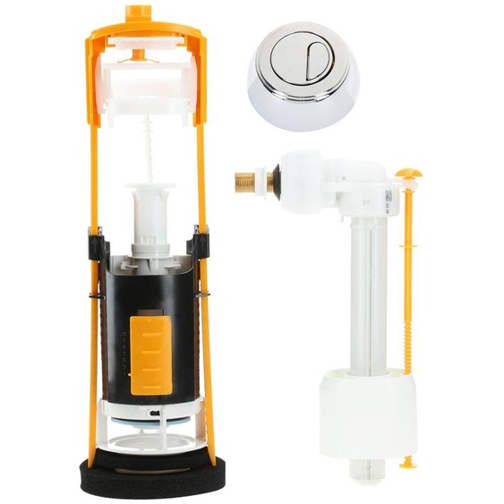 Mécanisme WC double débit bouton chromé + robinet flotteur standard GARIS W03-6500G