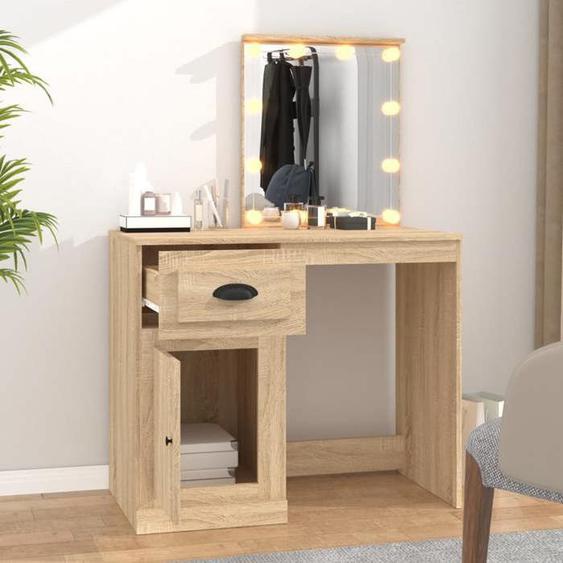 Meilleures Table de Maquillage/Chambre, Coiffeuse avec LED - chêne sonoma 90x50x132,5cm - Bois dingénierie - HZ418809