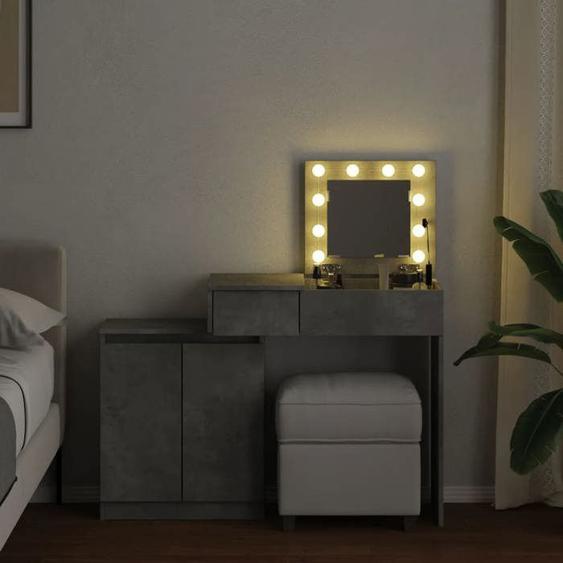 Meilleures Table de Maquillage/Chambre, Coiffeuse avec LED - gris béton - 115x37x110,5 cm - HZ709685