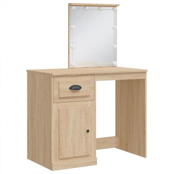 Meilleures Table de Maquillage/Chambre, Coiffeuse avec lumières LED chêne sonoma 90x42x132,5 cm - HZ897361
