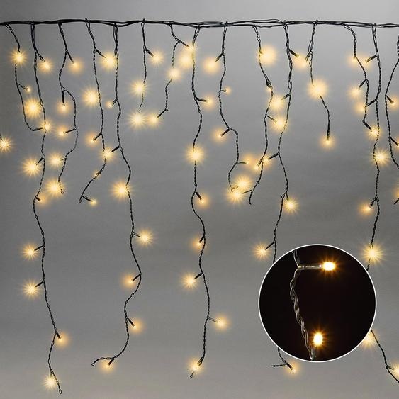 Meisterhome 400 LED Chaîne de lumière de pluie de glace - 8m + 5m de câble dalimentation - avec minuterie - 8 fonctions - glaçon intérieur et extérieur - blanc chaud