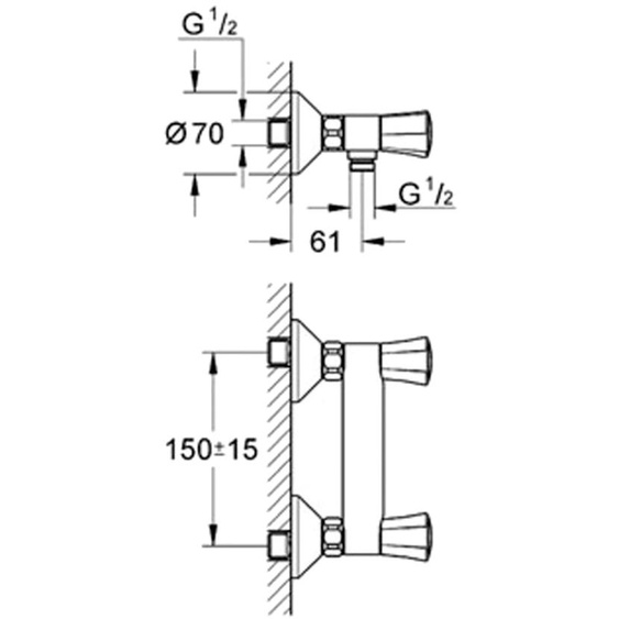 Mélangeur de douche COSTA L entraxe 120 mm bicommande - GROHE - 26345001