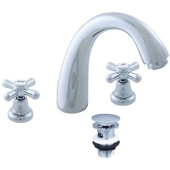 Mélangeur lavabo 3 trous MORAVA avec pop-up en laiton chromé