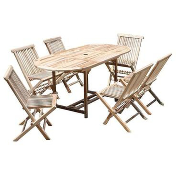MELBOURNE  Salon de jardin en teck massif extensible 6 places