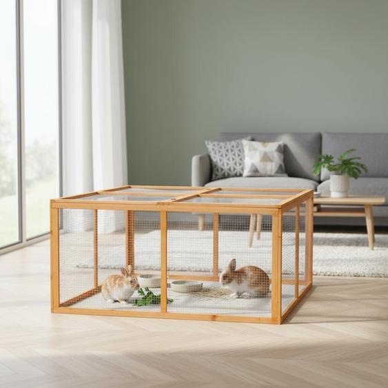 Melko Clapier pour petits animaux 120x120x59 cm Enclos en bois Cage à lapins