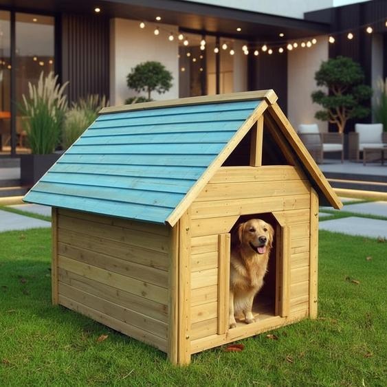 Melko Niche pour chien Outdoor 95CM résistant aux intempéries Bois Cage pour animaux domestiques Caverne pour chiens Toit