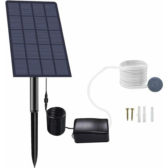 Pompe à oxygène Solaire enfichable 2.5W, Pompe Bassin Solaire, Aérateur daquarium, Pompe à air, Aérateur de pêche, avec Tuyau Pierre à air, pour