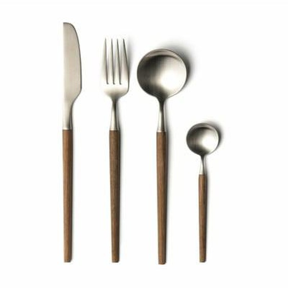 Ménagère 16 pièces, inox et bois dérable, Emako