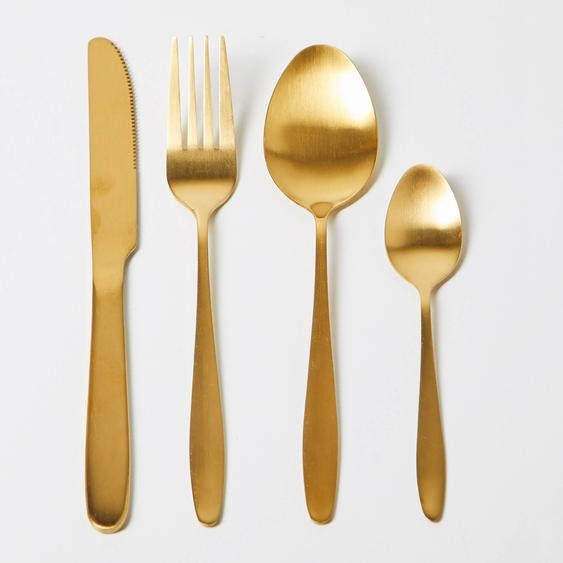 Ménagère Inox Coloris Doré, 16 Pièces -