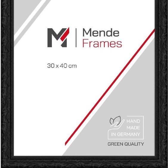 Cadre baroque en bois noir, modèle MendeFrames, hauteur 530 mm, dimensions intérieures 21 x 29,7 cm, avec vitre standard