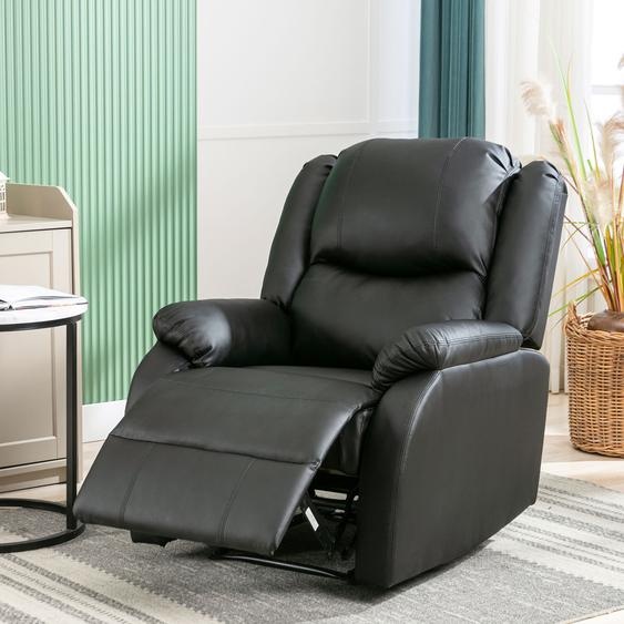 Merax Fauteuil relax réglable Fauteuil de massage avec fonction de couchage en similicuir, Fauteuil TV avec fonction de relaxation, noir
