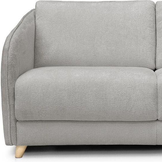 MERIBEL - Canapé convertible scandinave 3 places - Velours déperlant, Gris clair