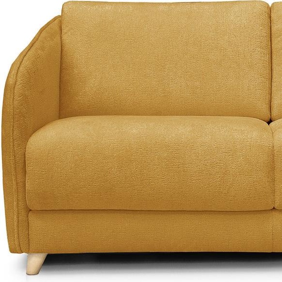 MERIBEL - Canapé convertible scandinave 3 places - Velours déperlant, Moutarde