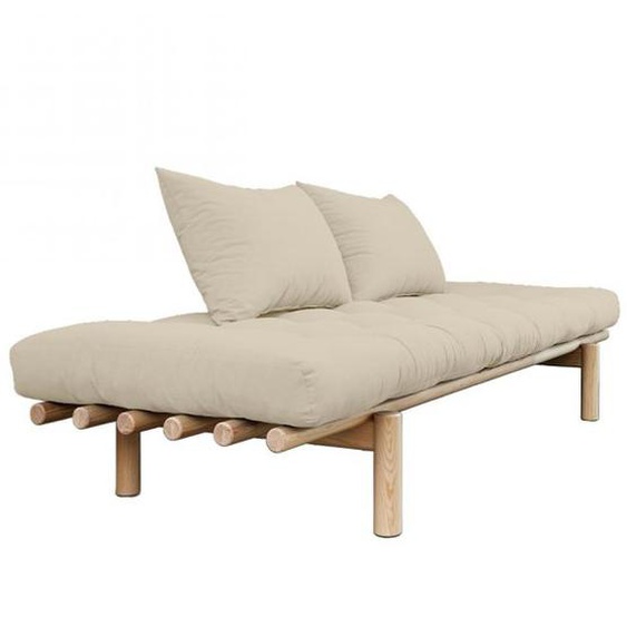 Méridienne futon PACE en pin coloris beige couchage 75*200 cm.