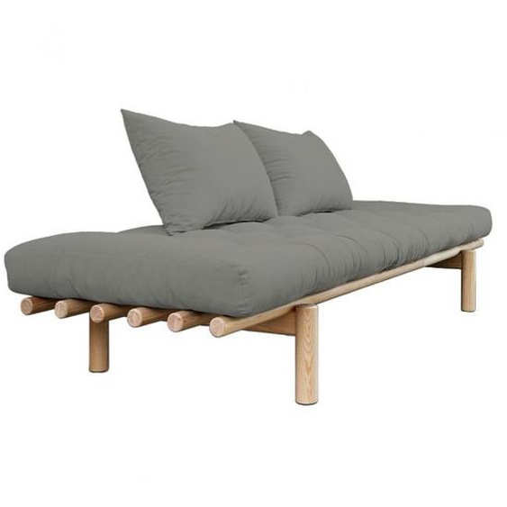 Méridienne futon PACE en pin coloris gris couchage 75*200 cm.