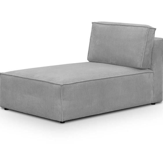 Méridienne modulable en velours côtelé gris clair - Harper Mod