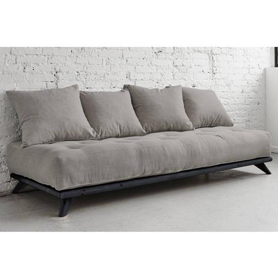 Meridienne SENZA noire matelas futon gris granite couchage 90*200cm