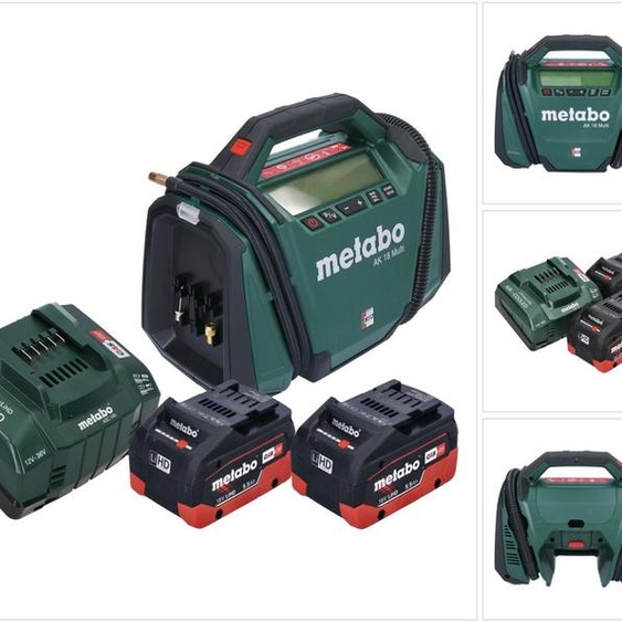 Metabo AK 18 Multi compresseur sans fil 18 V 11 bar + 2x batterie 5,5 Ah + kit de chargement