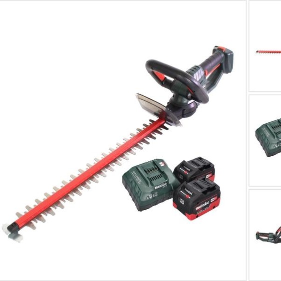 Metabo HS 18 LTX 65 Taille-haie sans fil 18 V 63 cm + 2x Batteries 8,0 Ah + Chargeur