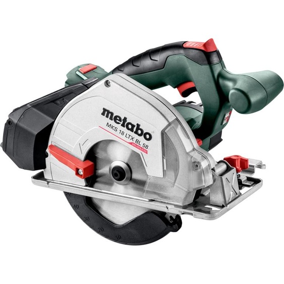 Metabo MKS 18 LTX BL 58, métal, noir, vert, argent, sans brosse, aluminium, aluminium, acier inoxydable, 16,5 cm
