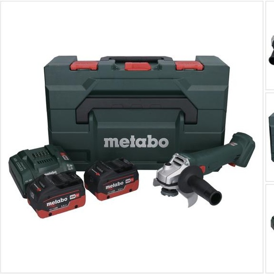 Metabo W 18 L 9-125 Meuleuse dangle sans fil 18 V 125 mm + 2x batterie 5,5 Ah + chargeur + metaBOX